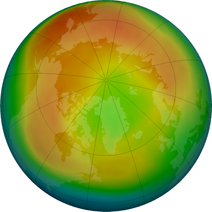 Arctic ozone map for February 2021